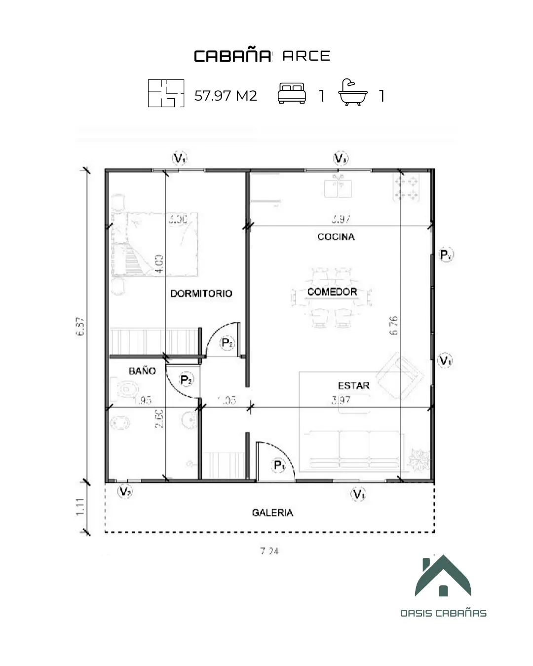 Plano de cabaña arce